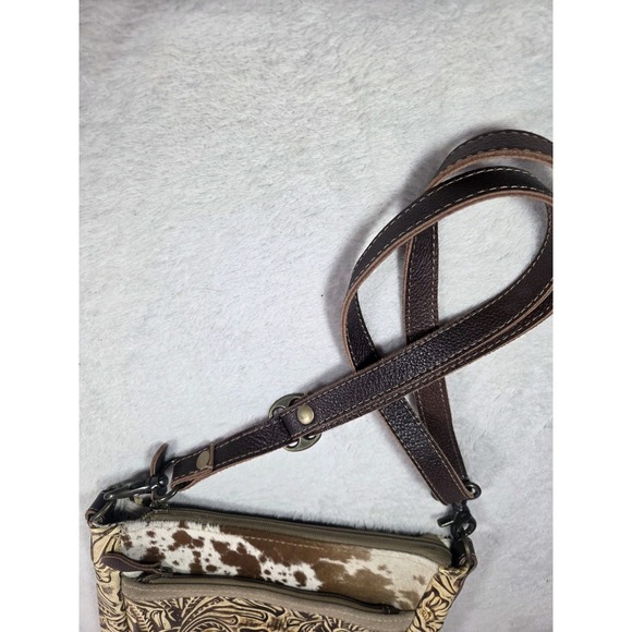 Myra Bag Cowhide Leather Crossbody Western Tooled Floral Boho Purse - Picture 15 of 16
